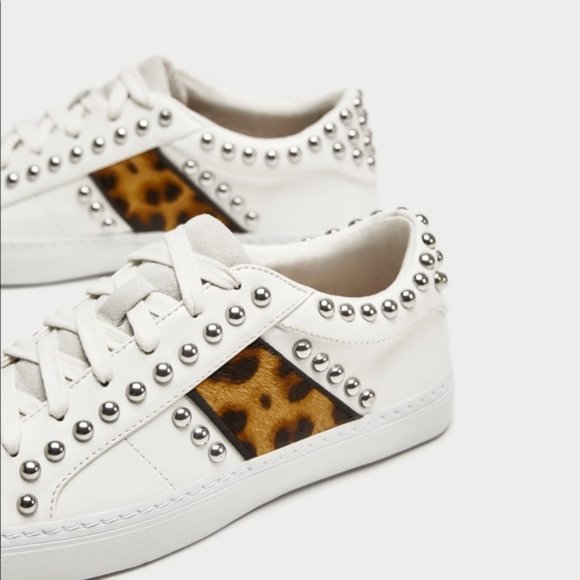 Zara Studded Sneakers with Leopard Print - Picture 3 of 13